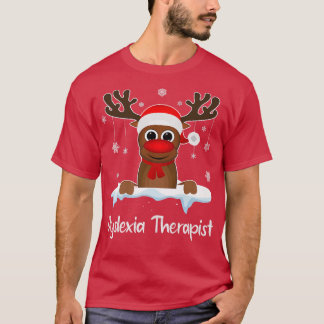 Dysleia Therapist Squad Reindeer Santa Hat Christm T Shirt