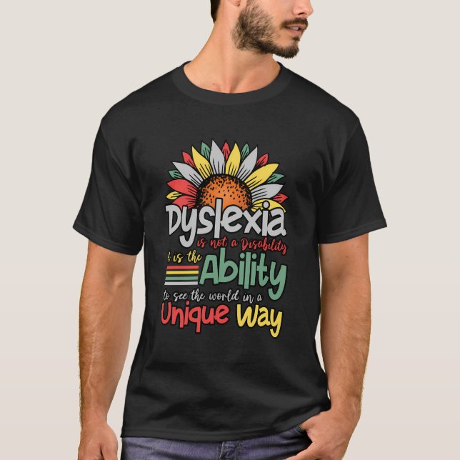 Dyslexi är inte ett funktionshinder - Dysleximedve T Shirt (Framsida)