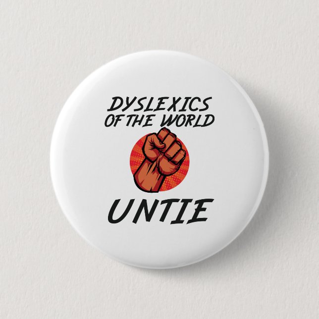 Dyslexi World Untie Funny Dyslexia Gift Knapp (Framsida)