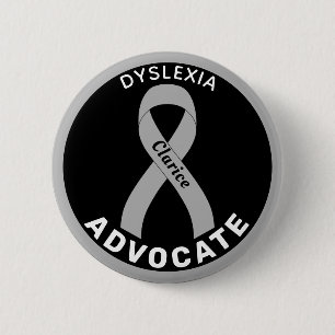 Dyslexia Advocate Ribbon Black Button Knapp