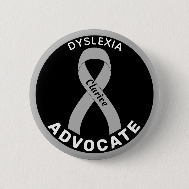 Dyslexia Advocate Ribbon Black Button Knapp (Framsida)