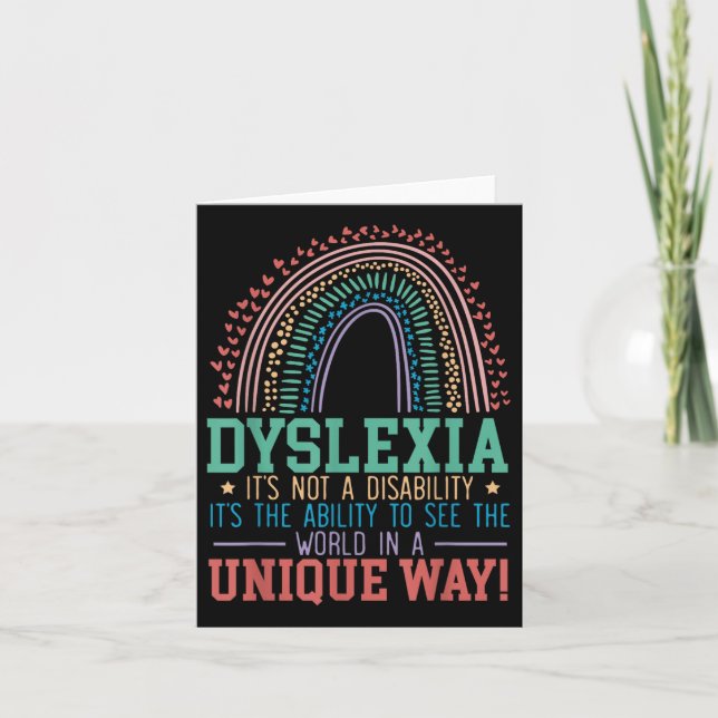 Dyslexia är inte ett handikapp Dyslexia medvetande Kort (Framsida)