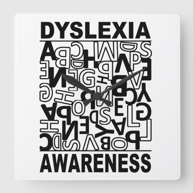 Dyslexia Awareness Dyslexia Teacher Studenter Fyrkantig Klocka (Framsida)