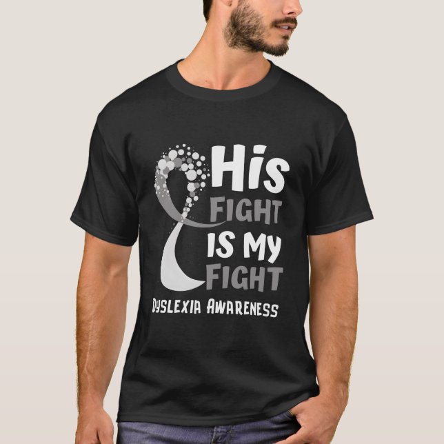 Dyslexia Awareness Grått Ribbon Hope Family Fighte T Shirt (Framsida)
