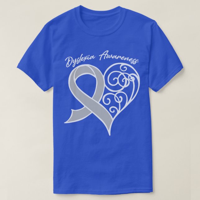 Dyslexia Awareness Heart Ribbon Gift Valentineser  T Shirt (Design framsida)