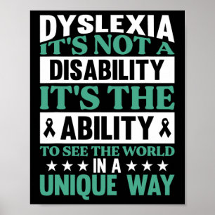 Dyslexia Det är inte ett handikapp Dyslexia-medvet Poster