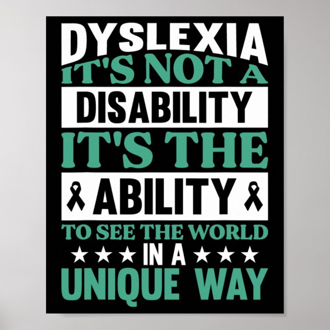 Dyslexia Det är inte ett handikapp Dyslexia-medvet Poster (Framsidan)