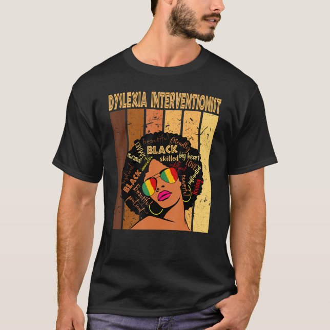 Dyslexia Interventionist Afro African Black Histor T Shirt (Framsida)