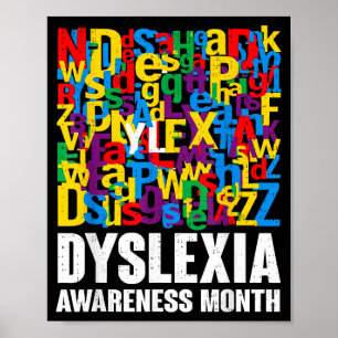 Dyslexia medvetenhet månad band silver specialist poster