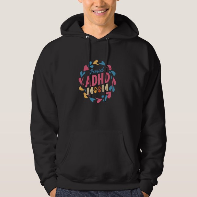 Dyslexia Proud ADHD Mamma ADHD Awareness Autism Hoodie (Framsida)