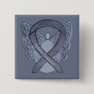 Dyslexia Silver Awareness Ribbon Angel Anpassnings Knapp