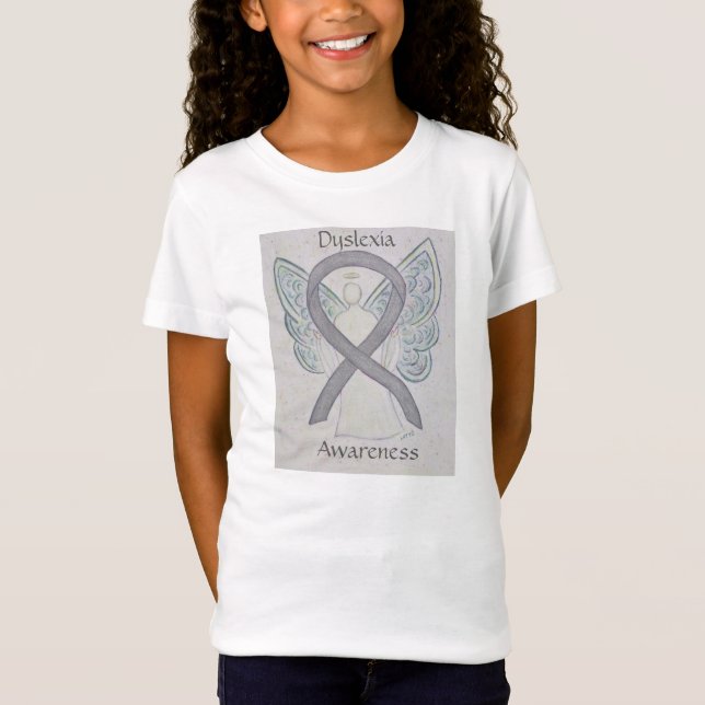 Dyslexia Silver Awareness Ribbon Angel Shirt Tröja (Framsida)
