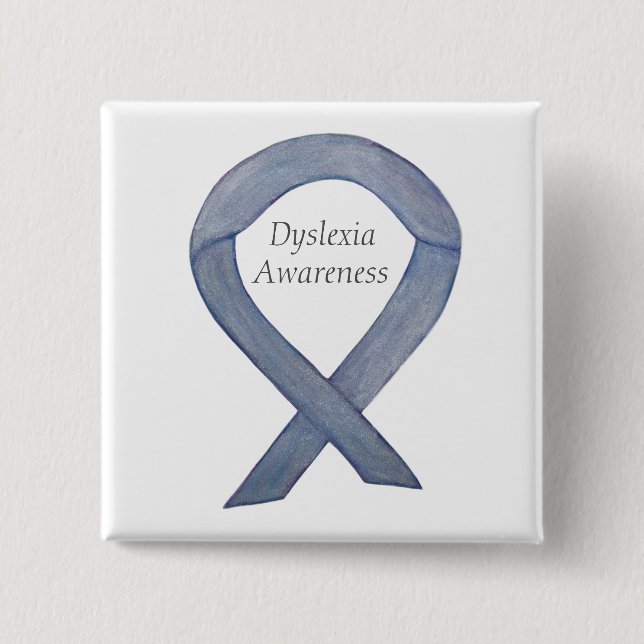 Dyslexia Silver Awareness Ribbon Anpassningsbar Pi Knapp (Framsida)
