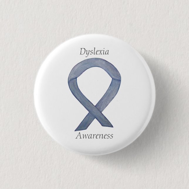 Dyslexia Silver Awareness Ribbon Anpassningsbar Pi Knapp (Framsida)
