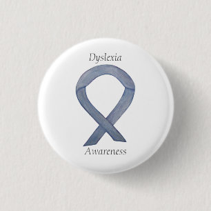 Dyslexia Silver Awareness Ribbon Anpassningsbar Pi Knapp