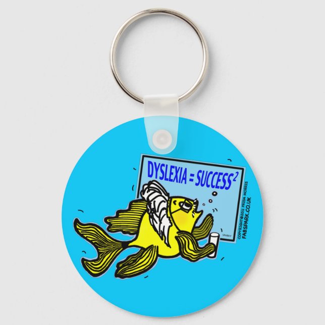 Dyslexia Teacher Fish ~ Dyslexic-framgång Nyckelring (Framsida)