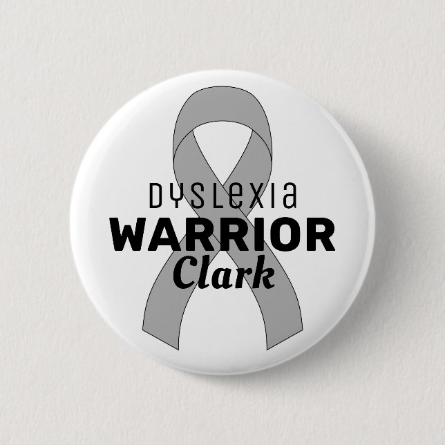 Dyslexia Warrior Ribbon White Button Knapp (Framsida)