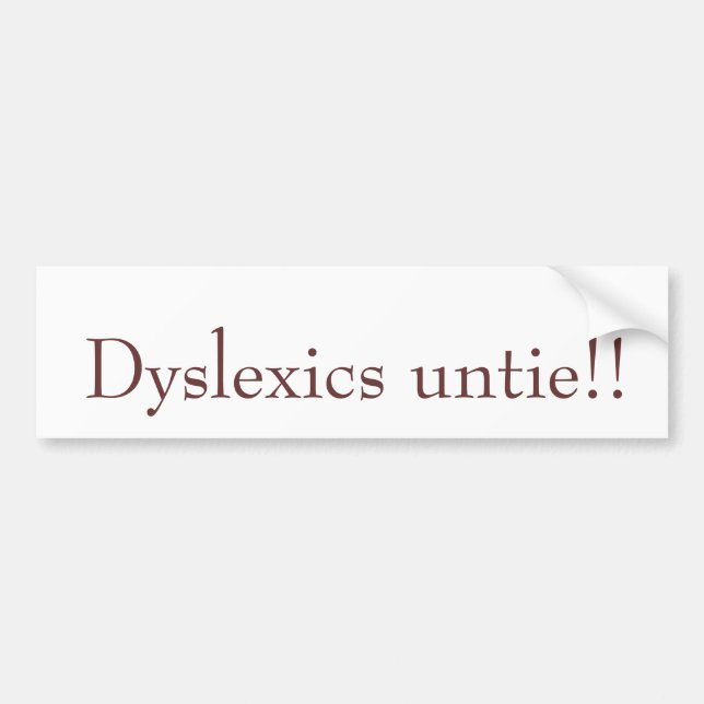 Dyslexics untie!! bildekal (Framsidan)