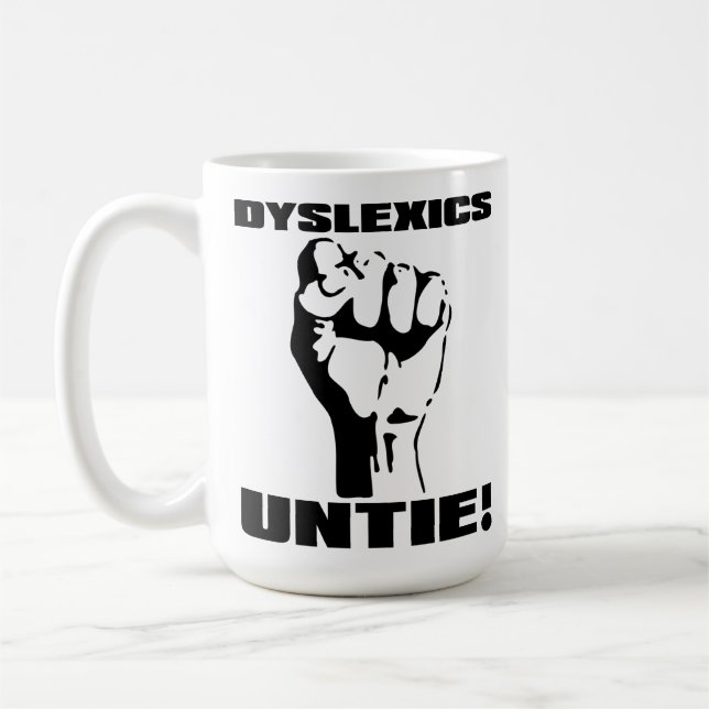 Dyslexics Untie den roliga muggen Kaffemugg (Vänster)