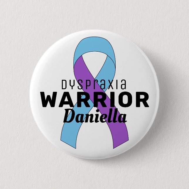 Dyspraxia Ribbon Vit knapp (Framsida)