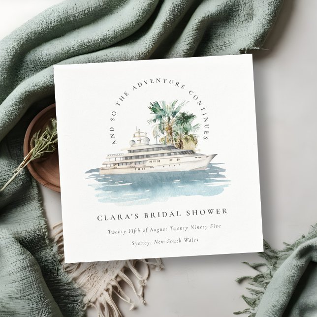 Dyst Cruisefartyg Palm Landskaps Bröllopsdusch Pappersservett (Skapare uppladdad)