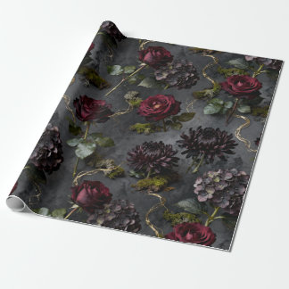 Dyster Blomma  Mörkt Blommigt Gåva Presentpapper
