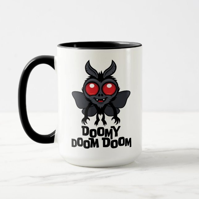 Dyster Doom Doom Söt Mothman Kryptid Mugg (Vänster)