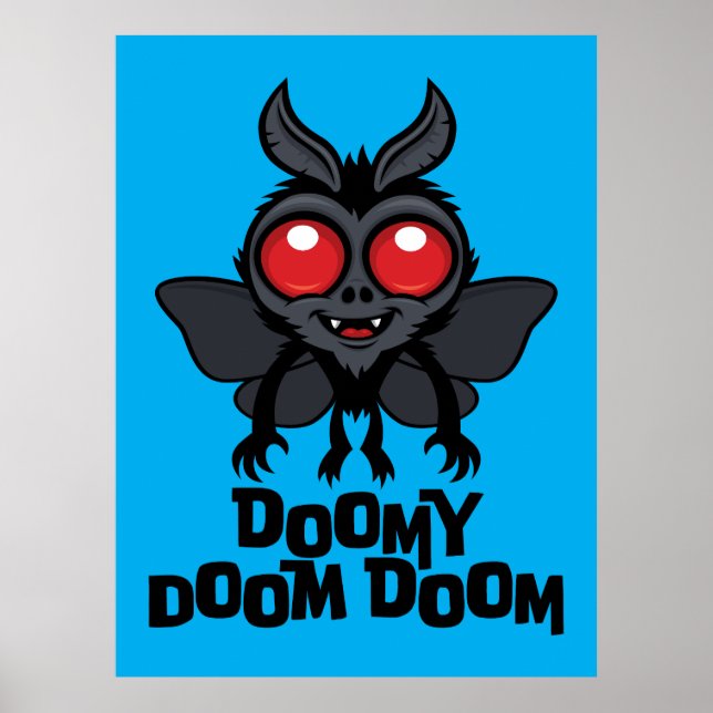 Dyster Doom Doom Söt Mothman Kryptid Poster (Framsidan)