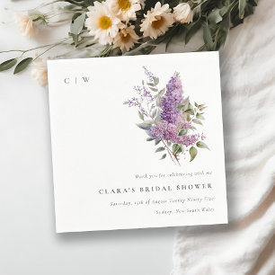 Dyster Elegant Lila Stuga Blommig Bröllopsdusch Pappersservett
