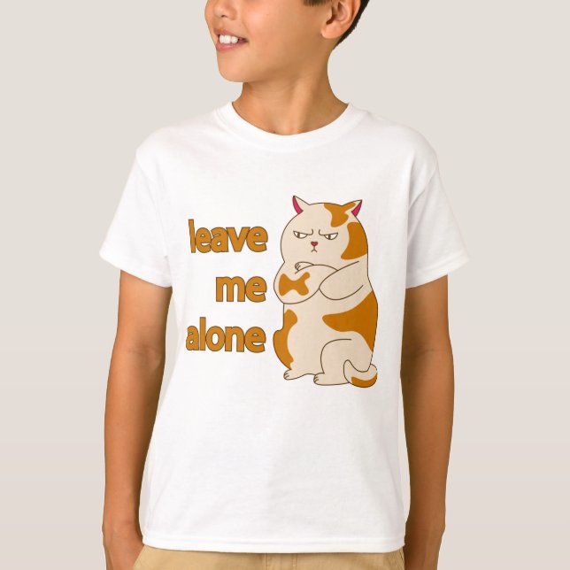 Dyster fet katt lämna mig ifred T-Shirt (Framsida)