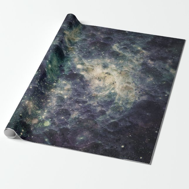 Dyster Galaxy Rymdrock Födelsagsfest Presentpapper (Utrullad)