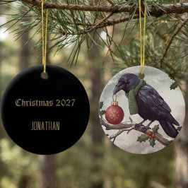 Dyster gotisk vinter julkorp julgransprydnad keramik