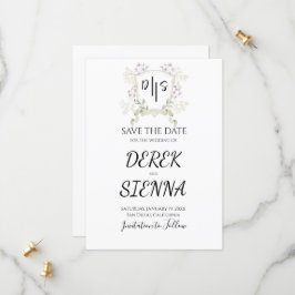 Dyster Monogram Vildblomma Bröllopskrön Spara Datumet