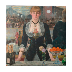 Dyster parisisk bartender Manet En bar på Folies-B Kakelplatta