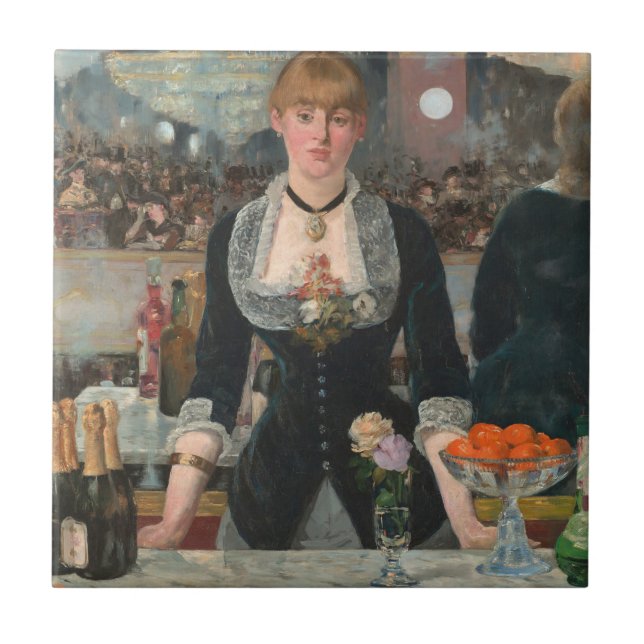 Dyster parisisk bartender Manet En bar på Folies-B Kakelplatta (Framsidan)