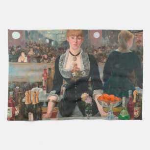 Dyster parisisk bartender Manet En bar på Folies-B Kökshandduk