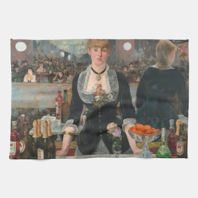 Dyster parisisk bartender Manet En bar på Folies-B Kökshandduk (Horisontell)