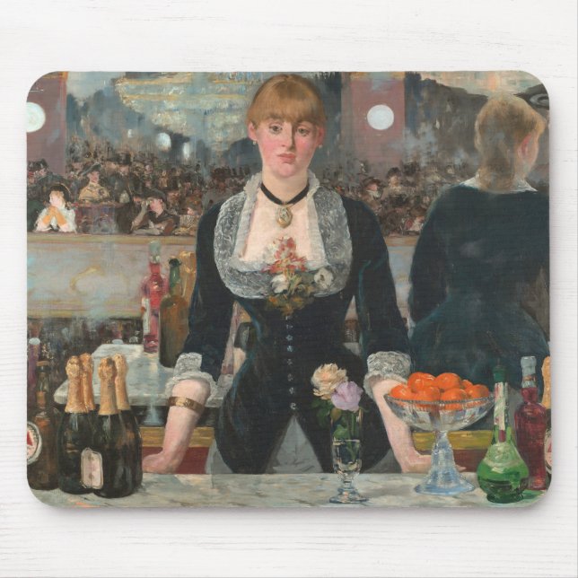 Dyster parisisk bartender Manet En bar på Folies-B Musmatta (Framsidan)