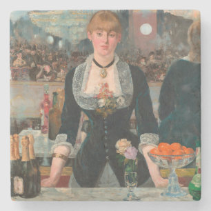 Dyster parisisk bartender Manet En bar på Folies-B Stenunderlägg
