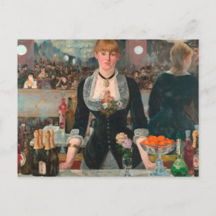 Dyster parisisk bartender Manet En bar på Folies-B Vykort