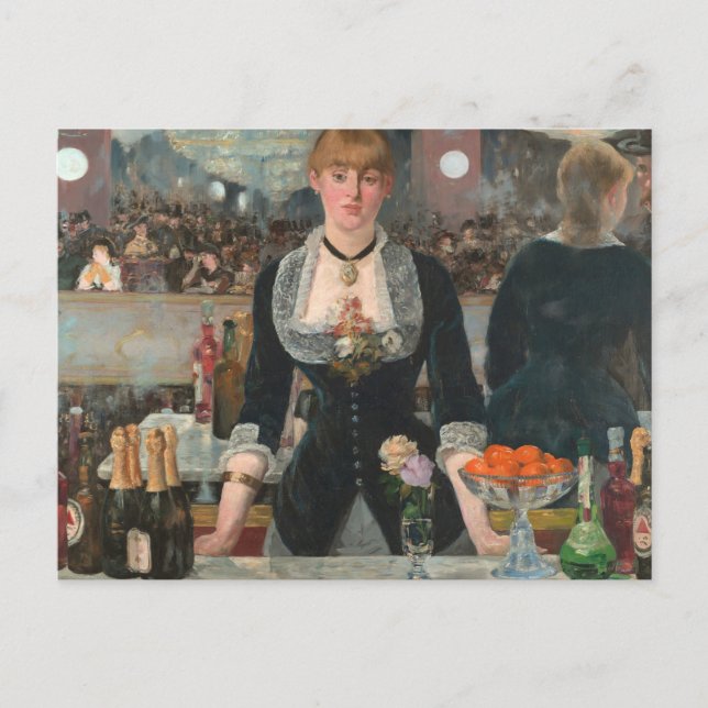 Dyster parisisk bartender Manet En bar på Folies-B Vykort (Framsida)