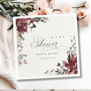 Dyster varm vinter festlig lövverk baby shower pappersservett