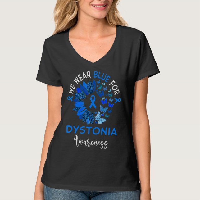 Dystonia Awareness Leopard Solros T Shirt (Framsida)