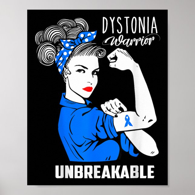 Dystonia Awareness Unbryabe Warrior Gift Shirt Poster (Framsidan)