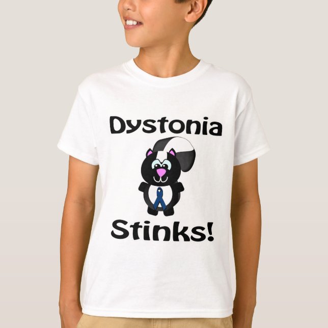 Dystonia Stinks Skunk Awareness Design T-shirt (Framsida)
