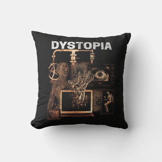 Dystopia - Techno-Dystopian Streetwear Design Kudde (Framsida)