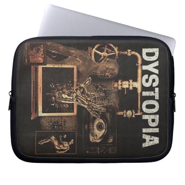 Dystopia - Techno-Dystopian Streetwear Design Laptop Fodral (Framsidan)