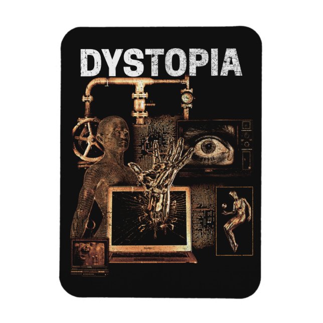 Dystopia - Techno-Dystopian Streetwear Design Magnet (Vertikal)