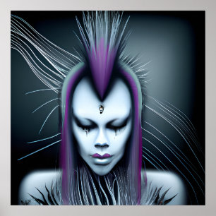 Dystopian Alien Human Hybrid Etheral Ai Art Poster