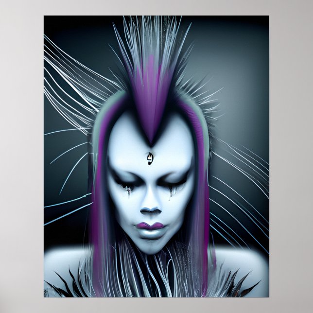 Dystopian Alien Human Hybrid Etheral Ai Art Poster (Framsidan)